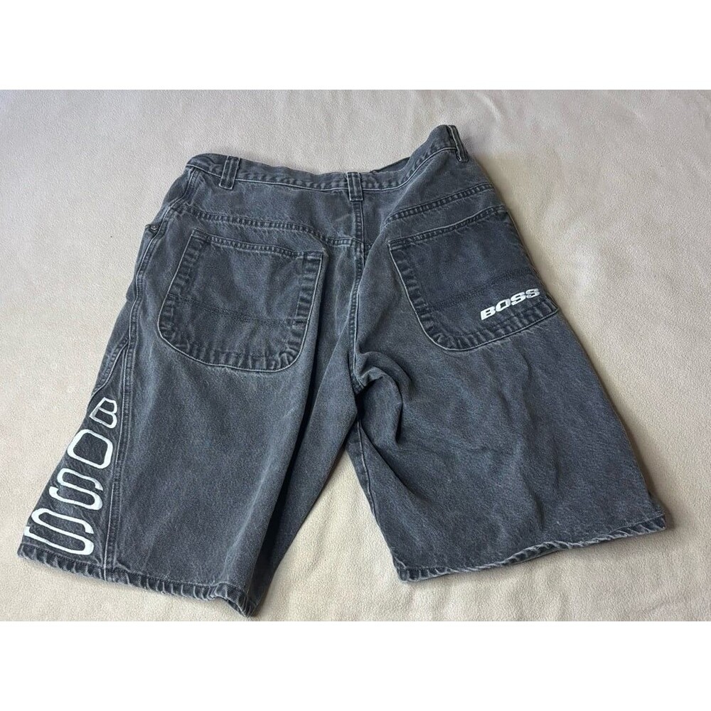 Vintage 90s Boss by IG Design Baggy Denim Shorts Black Size 36